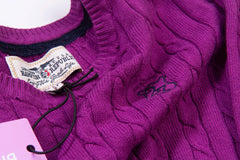 Hampton Republic Purple Cable Knit Sweater