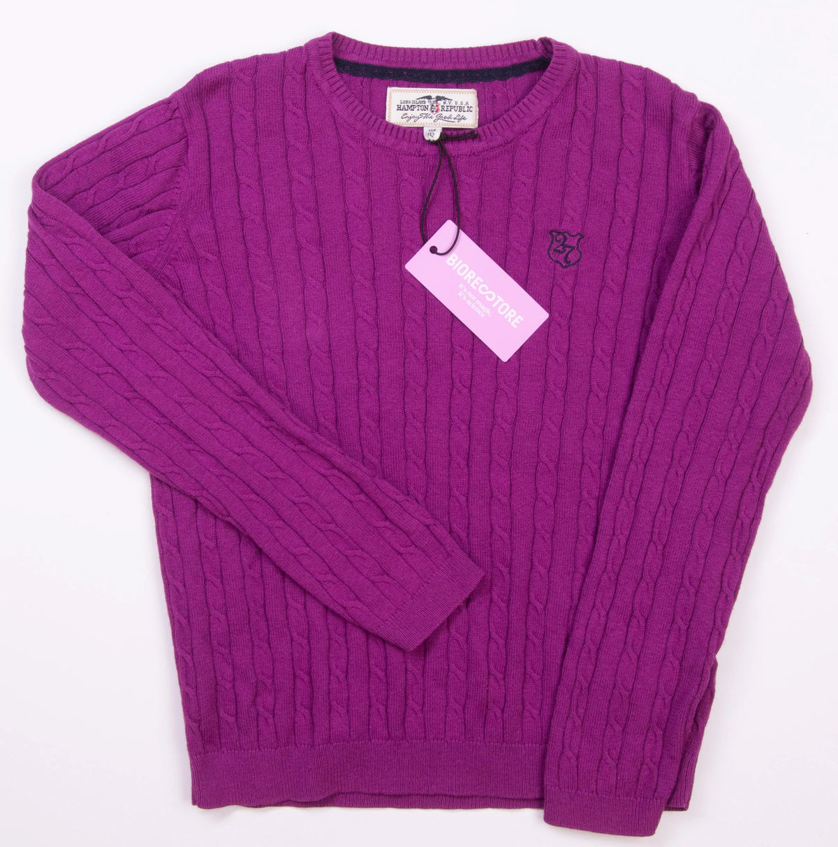 Hampton Republic Purple Cable Knit Sweater