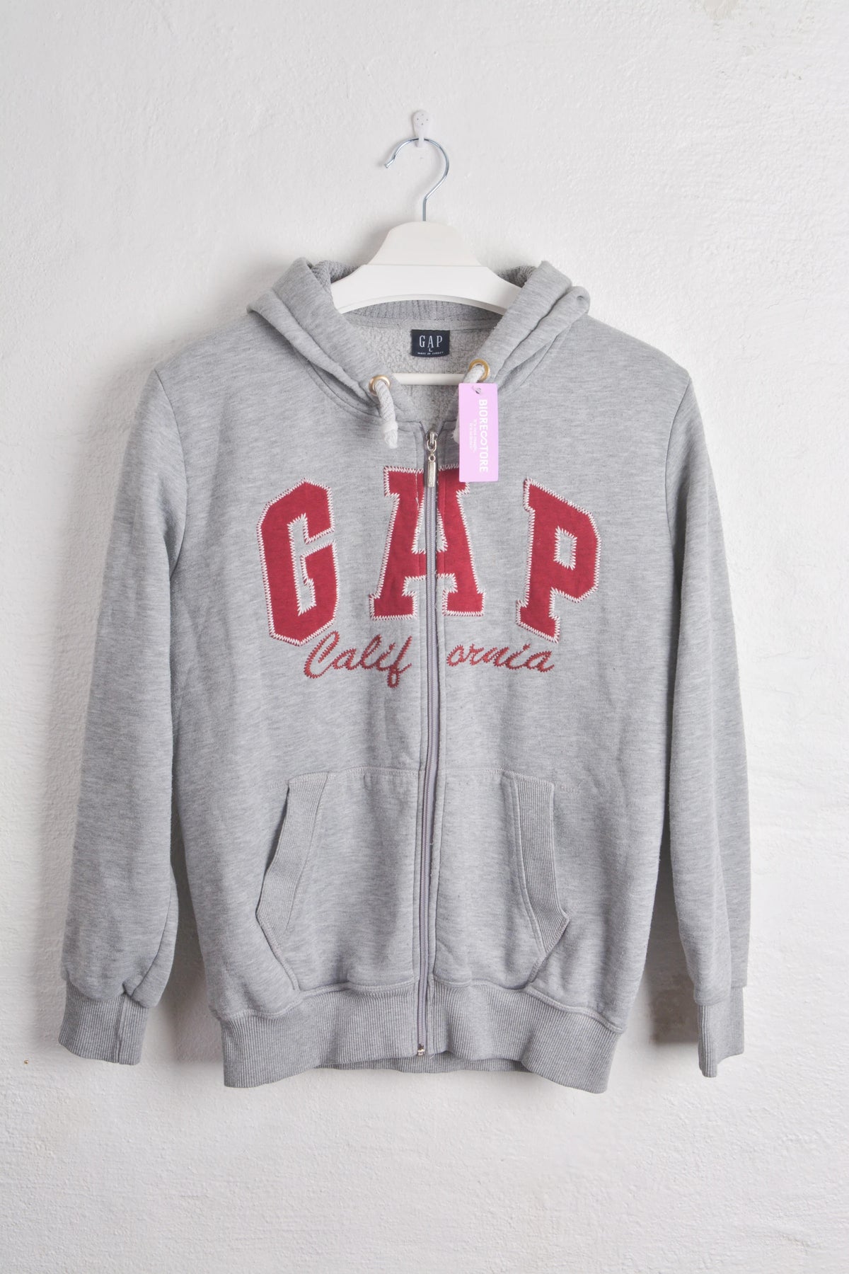 Gap Zip-up Hoodie in Grey with Red Logo