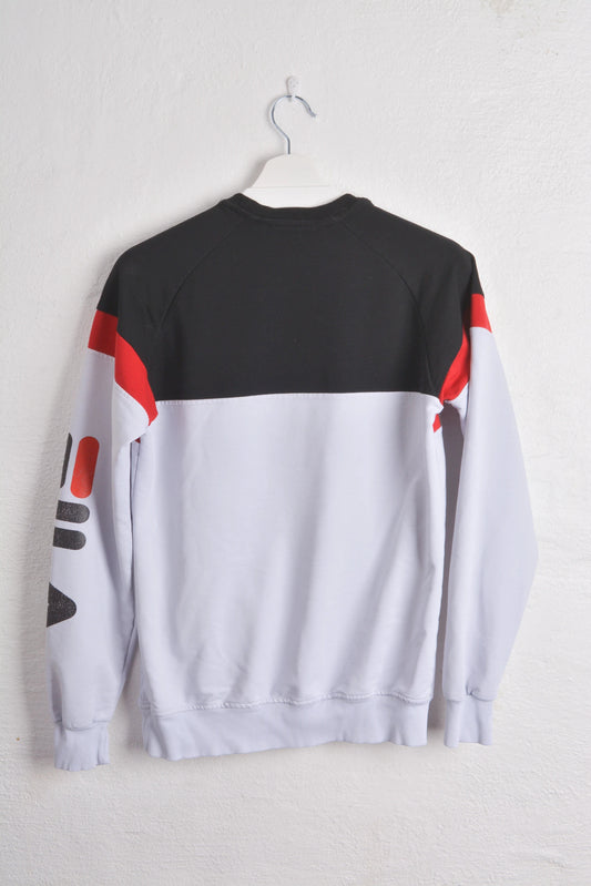 FILA Crew Sweat in White with Red and Black