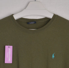 POLO Cotton Crew Neck T-Shirt in Olive Green