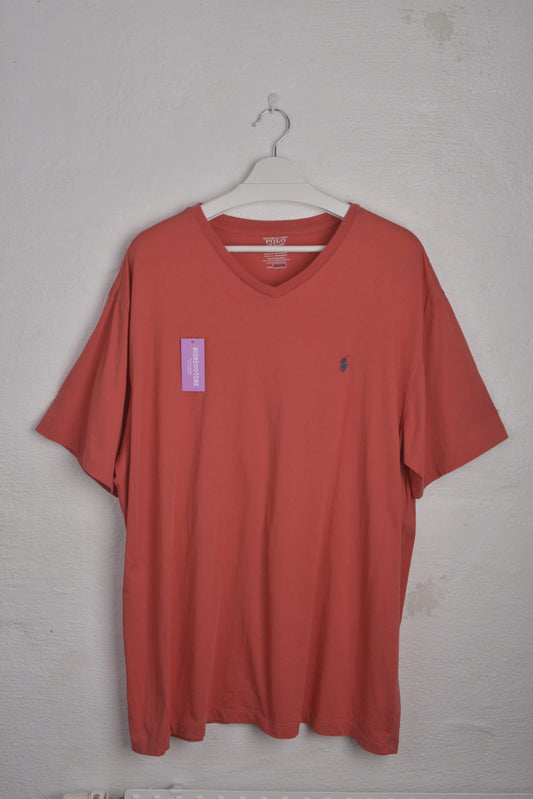 Ralph Lauren V-Neck POLO T-shirt in Red Pink