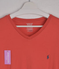 Ralph Lauren V-Neck POLO T-shirt in Red Pink