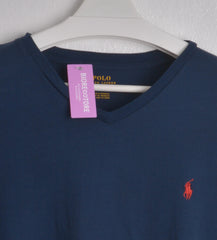 Ralph Lauren Classic V-neck Tee with Logo in  Red