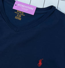 Ralph Lauren Classic V-neck Tee with Logo in  Red