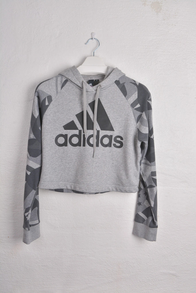 Adidas grey cropped hoodie on sale