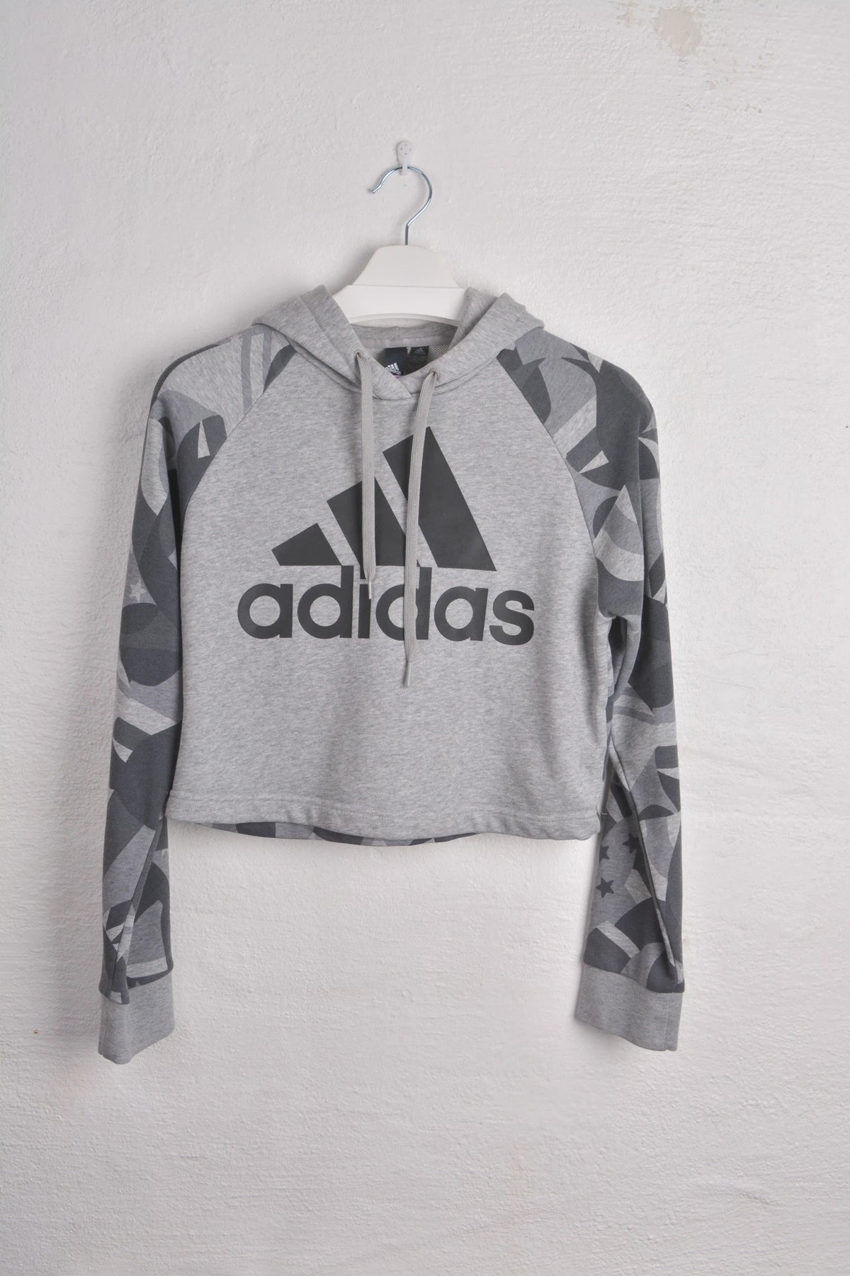 Adidas Cropped Hoodie with Oversized Logo